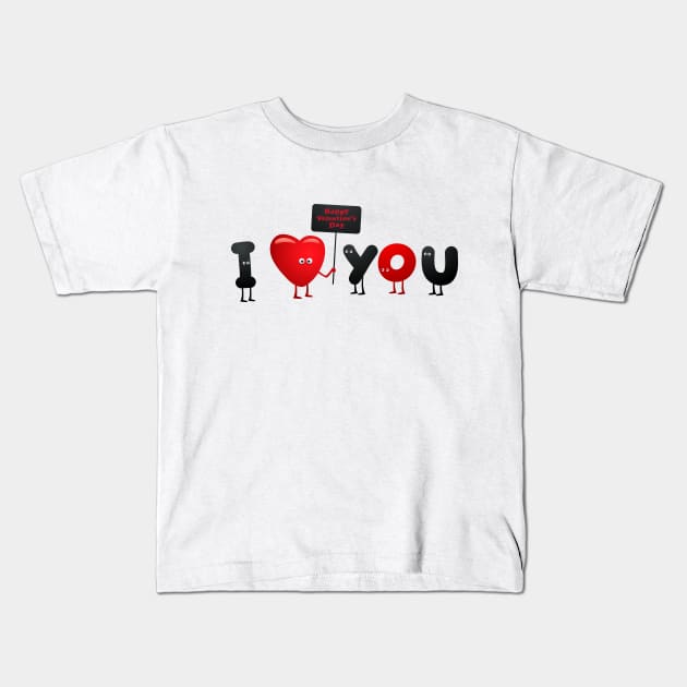 Happy Valentine's Day Kids T-Shirt by 7usnksa